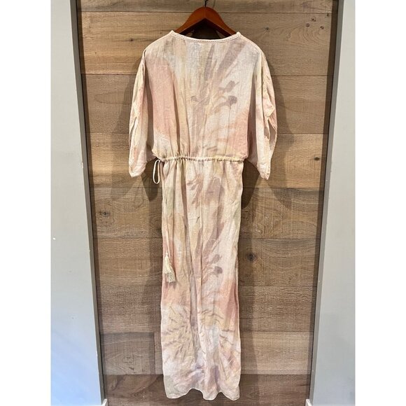 Calypso St Barth Marbled Tie Dye Linen Maxi Kimono Cover Up Dress Side Slit Size - Picture 9 of 12